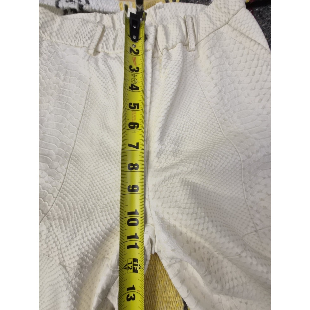 Yigal Azrouël 100% Lamb Leather Croc-Embossed Pants - Winter White - Size 2 - Picture 14 of 16